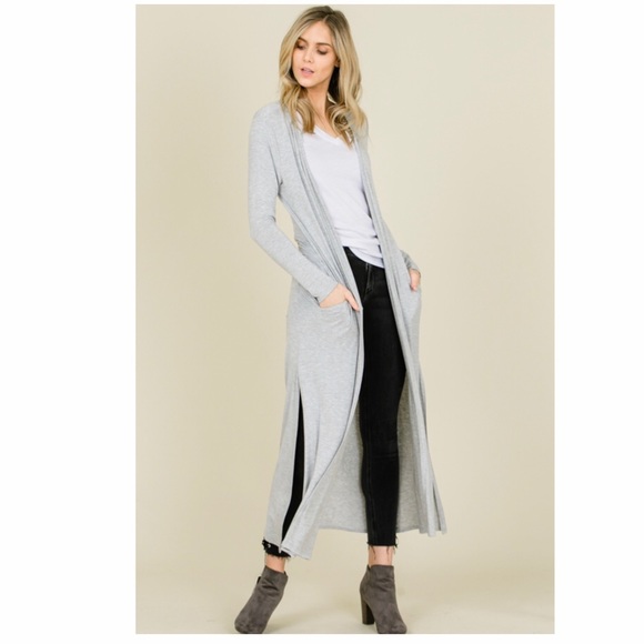 🎃Knit Solid Open Front Maxi Cardigan🎃 - Picture 3 of 8